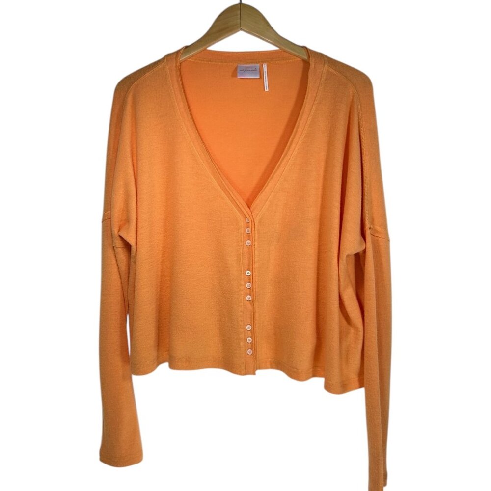 Out From Under Crop Cardigan Sz M Orange Plush Soft Cropped Button Up Cardigan